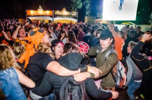 De vreugde nadat Nederland wint van Costa Rica! Voetbal kwart finale tijdens ParkCity Live, Heerlen 5-7-2014