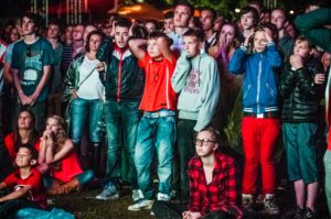 Voetbal kwart finale van Nederland tegen Costa Rica tijdens ParkCity Live, Heerlen 5-7-2014
